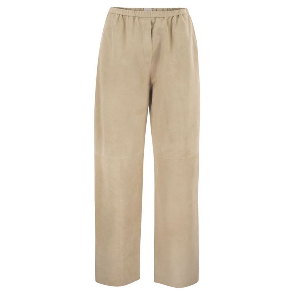 Antonelli Firenze Women Soft Suede Trousers With Elasticated Waist